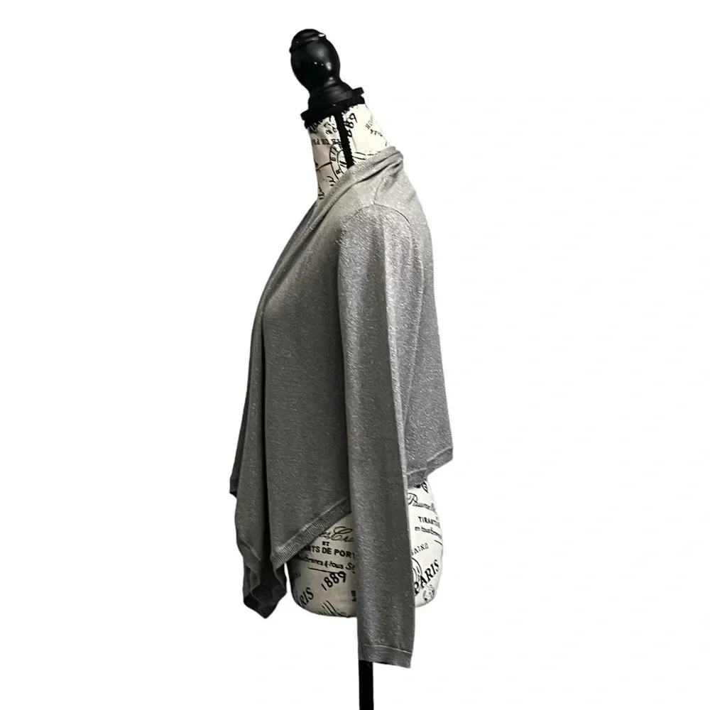 INC International Concepts Women Gray Open Silk  Cardigan Sweater Size S modest